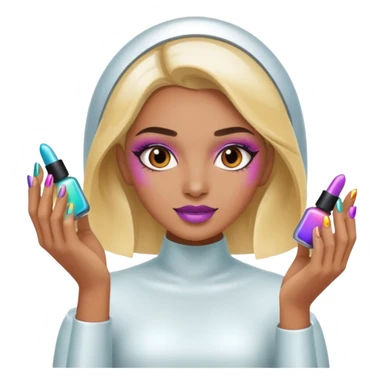 futuristic female nail artist sticker