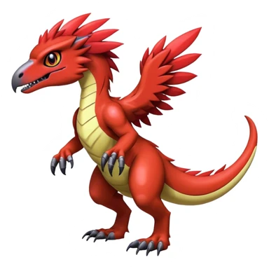 Dark Furry feather-mane Cool Edgy shiny Digimon-Fakemon-Guilmon-Velociraptor full body   sticker