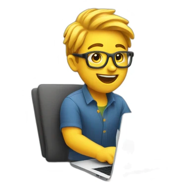 SUPER EXCITED designer with laptop sticker