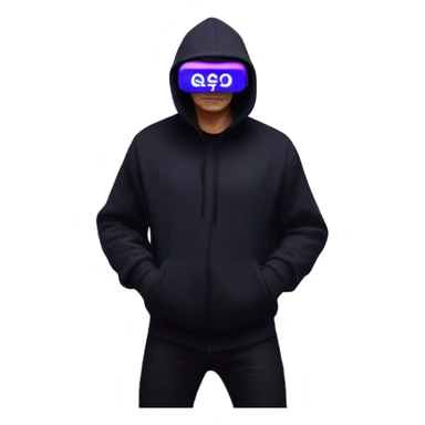 Vladimir Putin wearing a black hoodie with "OMG" letters on it and VR headset oculus quest 2 in a cyberpunk VR environment with violet neon lighting. sticker