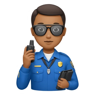 school security, blue cloth, sun glasses, holding walkie-talkie sticker