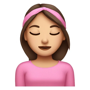 A brunette girl sleeping and wearing a pink sleep mask  sticker