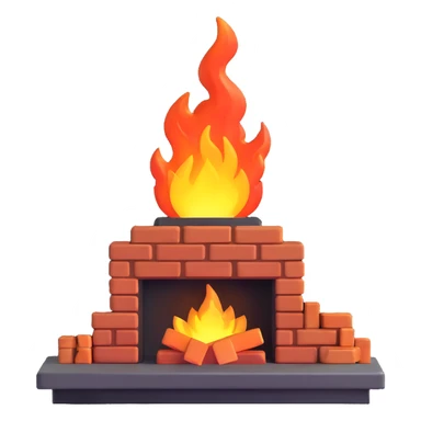 forge with glowing fire and brick base sticker
