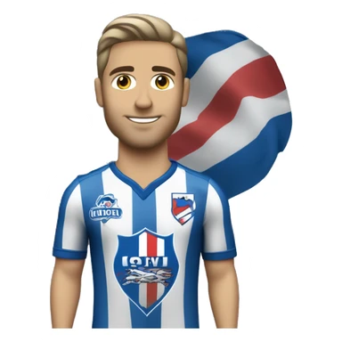 jugador de futbol con la camiseta del club nacional de football de uruguay, con los colores comunes blanco y azul oscuro sticker