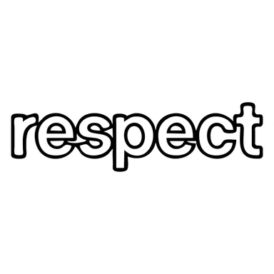 the word 'respect' in bold black outline with white fill, simple and clear, no extra decoration sticker