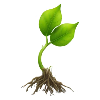 A leaf sprouting from a metal root and stem sticker