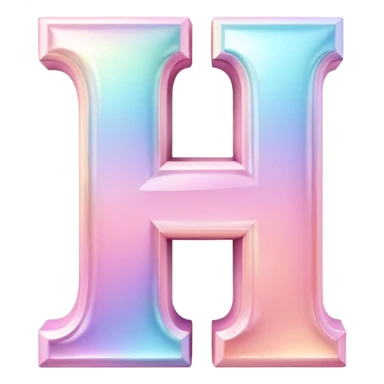 Iridescent pastel pink romantic Font setting icon with letter H sticker