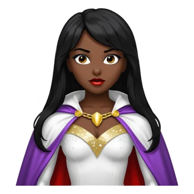 Victory from Vampirella with dark skin, long black hair, white sequin outfit sticker