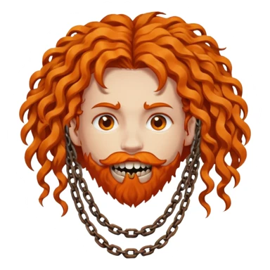 steam punk Megadeth - corpse made of rusty metal with chains on its teeth, huge curly orange hair sticker