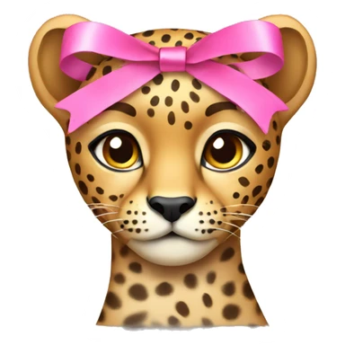 cheetah with a pink ribbon on its head sticker