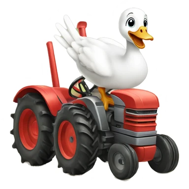 A baby goose driving a tractor ￼ sticker