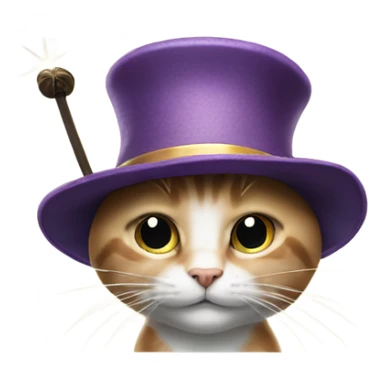 A cat in a hat with a magic wand  sticker
