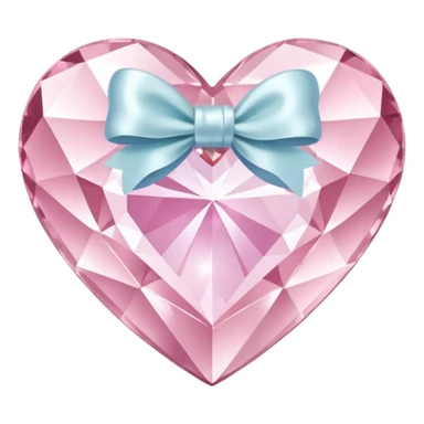 Pastel pink diamond crystal heart with white bow sticker