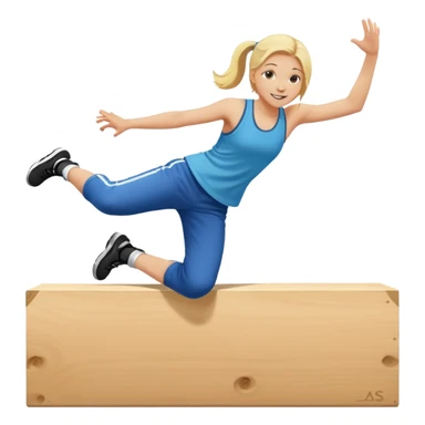 a young blonde girl doing parkour at kids school sticker
