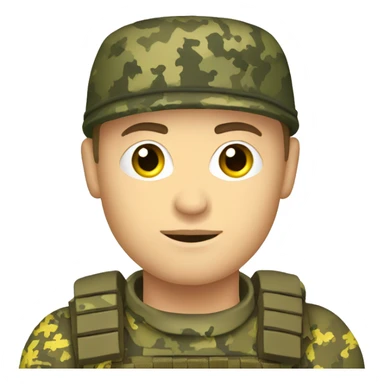 Ukrainian soldier, in camouflage pixel uniform sticker