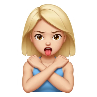 arms crossed holding neck angry girl with tongue out sticker