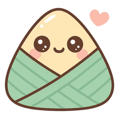 cute zongzi with big eyes and adorable expression, vibrant colors, Q version cartoon style, suitable for emoji stickers for Dragon Boat Festival sticker