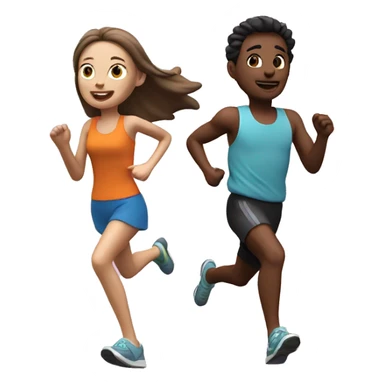 3d running girl and boy sticker