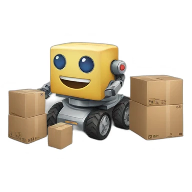 robots assisting in shipment and delivery services sticker