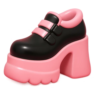 BLACKPINK-inspired gothic shoes, no hearts, black and pink, glossy and bold, vinyl figure style sticker