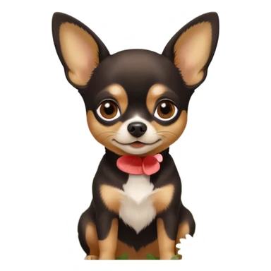 Chihuahua noir marron et feu  daisy sticker