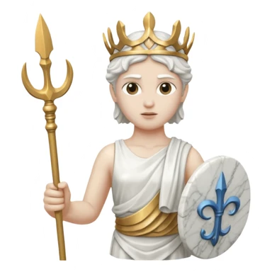 a greek white marble statue holding a marble trident.  sticker