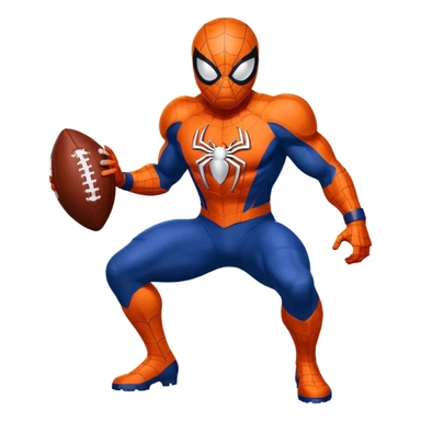 Spider-Man wearing a Denver Broncos football uniform sticker