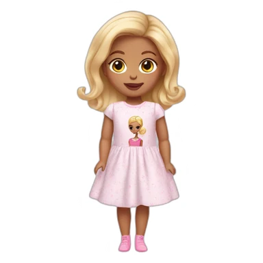 white newborn in a dress with a barbie logo sticker