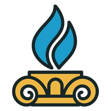 logo of South Pars Gas Complex with abstract gas flame, blue and gold colors, modern and formal style, no text sticker