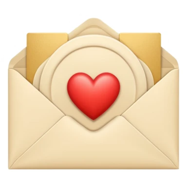 Cream-colored Letter Envelope with a heart creamy color in the middle sticker