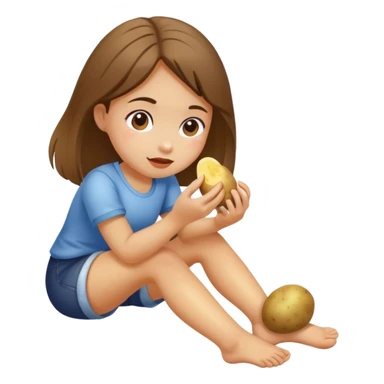 Girl eating potato’s with her feet sticker