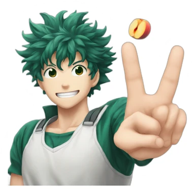 Izuku midoriya doing peach sign sticker
