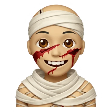 halloween mummy smiling without teeth and with blood stains sticker