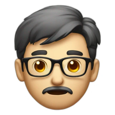 HongKong guy glasses worry face smoking sticker