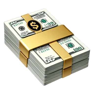 Metallic black-and-white money pack emoji, simple geometric stack of bills, reflective surfaces, flat futuristic icon, minimal style
 sticker