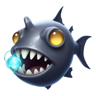 Anglerfish with a glowing lure hanging from its forehead, sharp teeth, and big eyes. sticker
