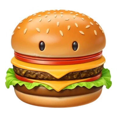 A cute 3D emoji-style letter “A” shaped like a burger, glossy finish, sesame bun forming the top and bottom, melted cheese, lettuce and patty integrated into the letter shape, smooth cartoon design, soft lighting, clean background, high-quality modern emoji look. sticker