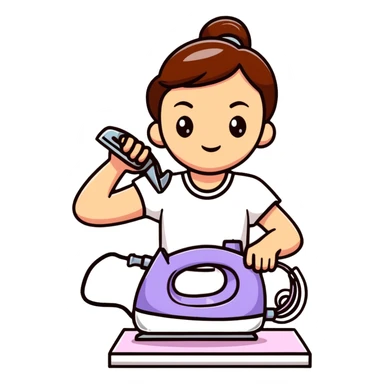 girl lifting a clothes iron sticker