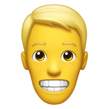 Smiling emoji with yellow bone in its mouth sticker