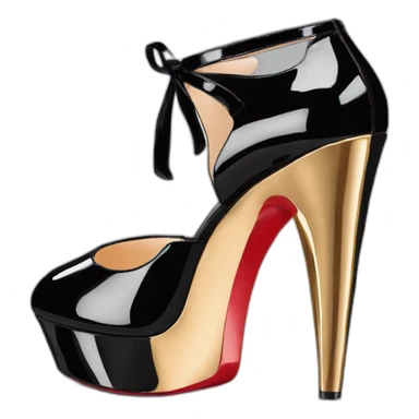 One WEDGE heel LOUBOUTIN black PATENT sticker