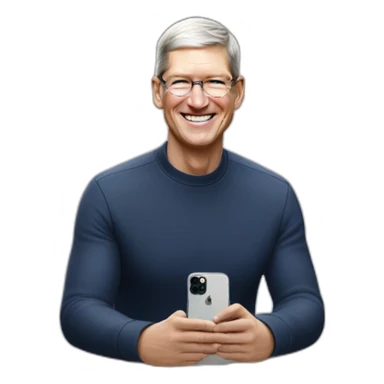 Happy Tim Cook with iPhone 15 Pro Max sticker