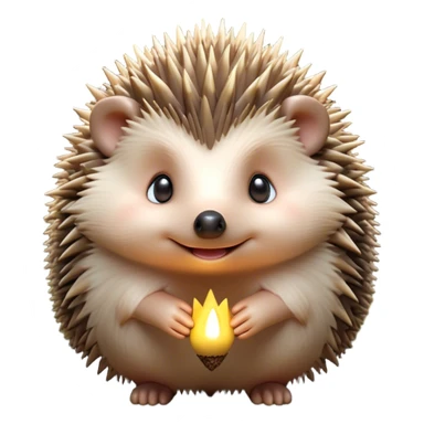 Cinematic Adorably Cute Hedgehog Portrait Emoji, Poised with a round, spiky yet cuddly body and bright, curious eyes peeking from beneath a soft array of quills, Simplified yet irresistibly adorable features, highly detailed, glowing with a warm, gentle forest glow, high shine, lively and endearing, stylized with an air of woodland cuteness, soft glowing outline, capturing the essence of a playful hedgehog that appears ready to scurry out of the screen with delightful charm! sticker