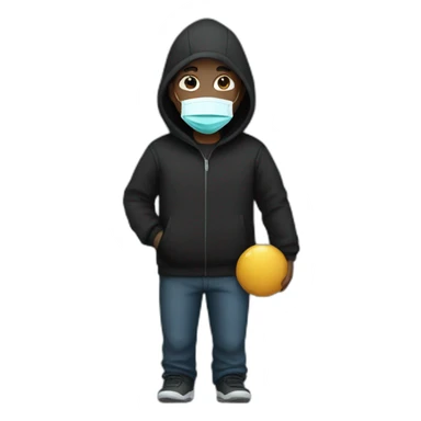Man with medical mask and black hoody sticker