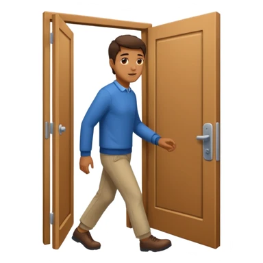 man walking out a door sticker