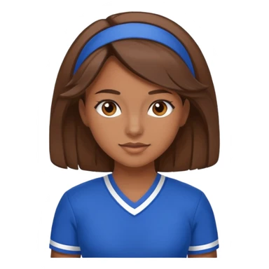 Brown hair, brown eyes, brown skin cheerleader in blue uniform  sticker