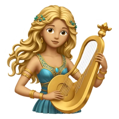 golden female musician statue sticker