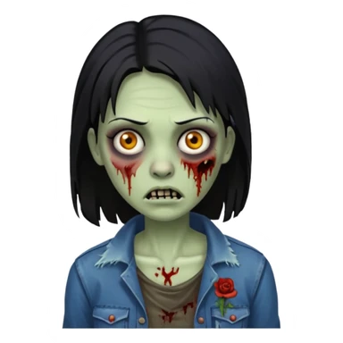 mulher zumbi cabelo liso preto sticker