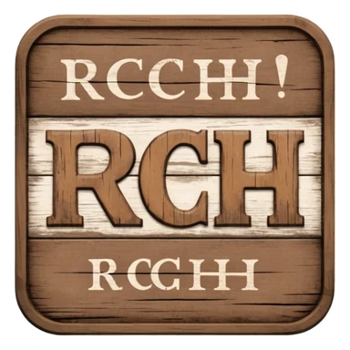a sign with the word "RCH" written on it in capital letters sticker