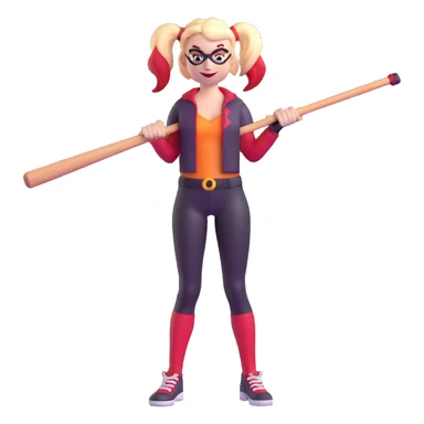 Harley Quinn holding a baseball bat sticker
