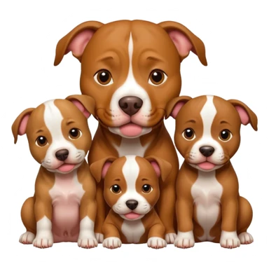 pitbull dog with its puppies sticker